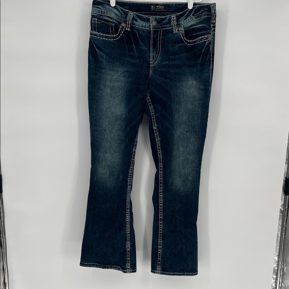 Silver Jeans Dark Blue Mid Bootcut Size 16